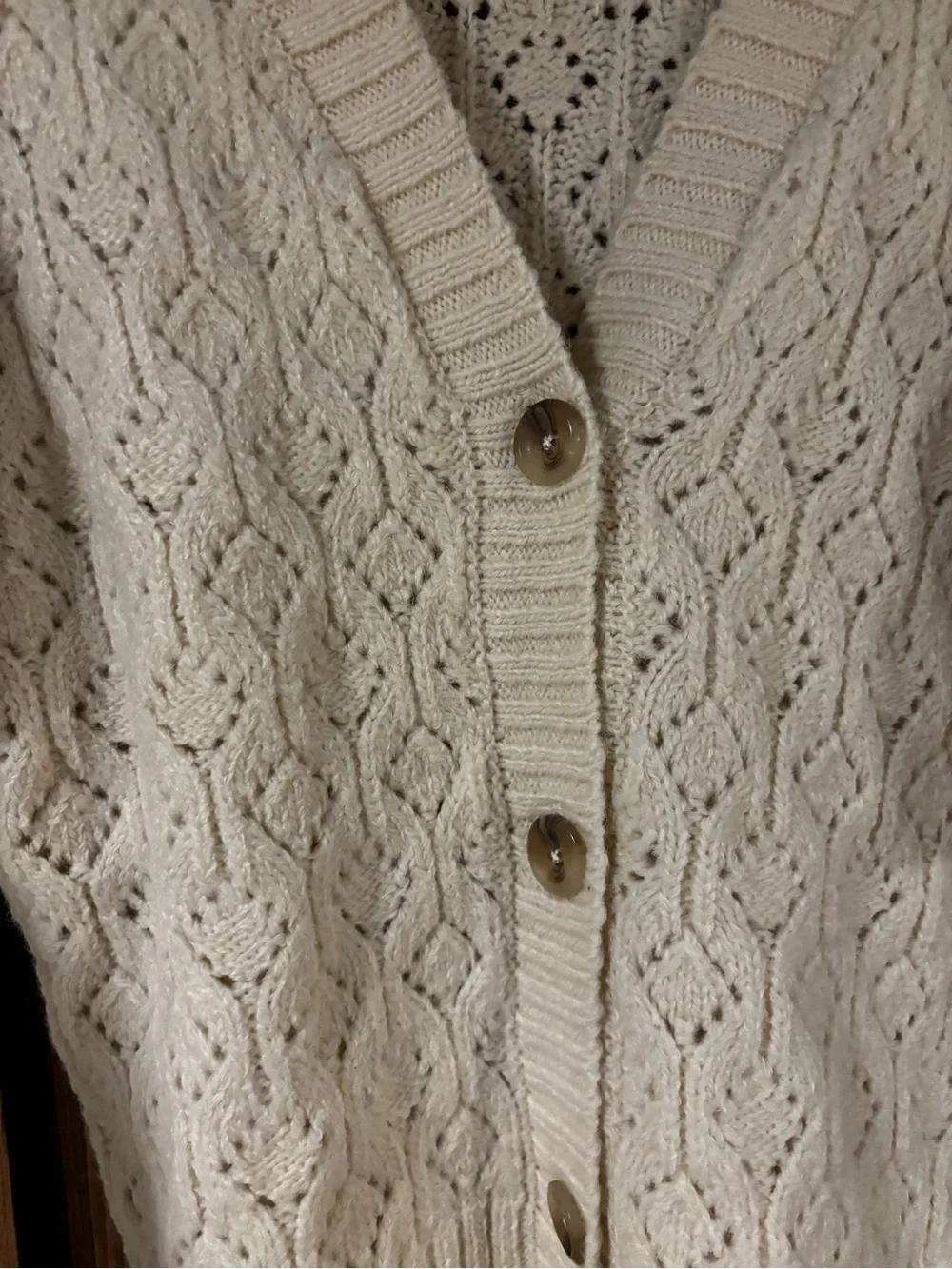 Habitual Crochet Flutter Ruffle Sleeve Cardigan Large